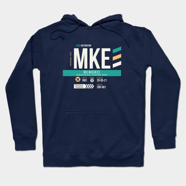 Milwaukee (MKE) Airport Code Baggage Tag Hoodie by SLAG_Creative